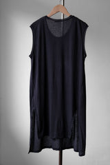 DAMIR DOMA Cotton / Cashmere Long Tank Top 法國設計師品牌 喀什米爾棉混紡 長版開叉背心 深藍