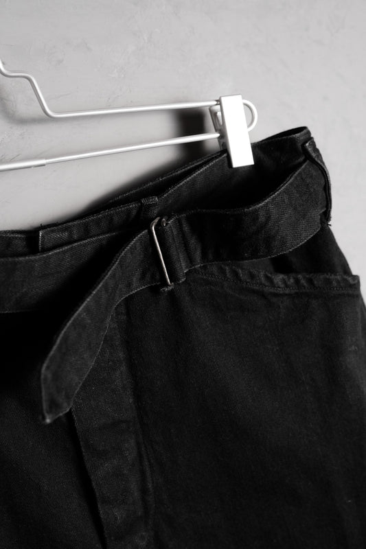 COMOLI Belted Denim Short Pants 日本設計師品牌 黑丹寧腰帶短褲