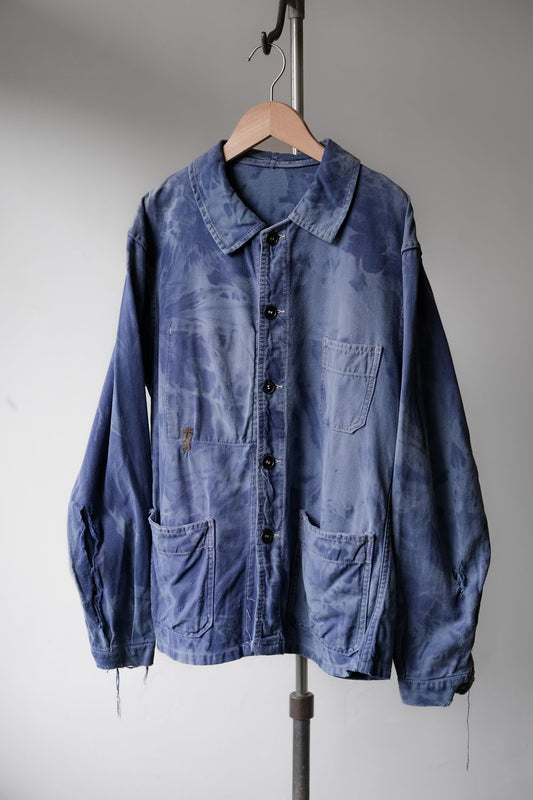”SANFOR LAVAFIX” French Vintage Bleached Work Jacket 法國工裝古著 藍染漂白工作夾克(商品在海葵工作室)