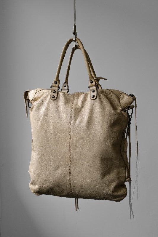 BALENCIAGA Leather Square Tote Handbag / Shoulder Bag 巴黎世家 象牙色真皮方形托特包 手提/肩背包