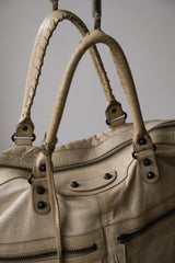 BALENCIAGA Leather Square Tote Handbag / Shoulder Bag 巴黎世家 象牙色真皮方形托特包 手提/肩背包