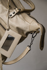 BALENCIAGA Leather Square Tote Handbag / Shoulder Bag 巴黎世家 象牙色真皮方形托特包 手提/肩背包