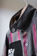 Katsushige Muraoka Punk Patchwork Striped Shirt 村岡勝重 無政府拼貼塗鴉條紋襯衫