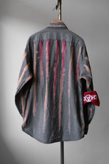 Katsushige Muraoka Punk Patchwork Striped Shirt 村岡勝重 無政府拼貼塗鴉條紋襯衫