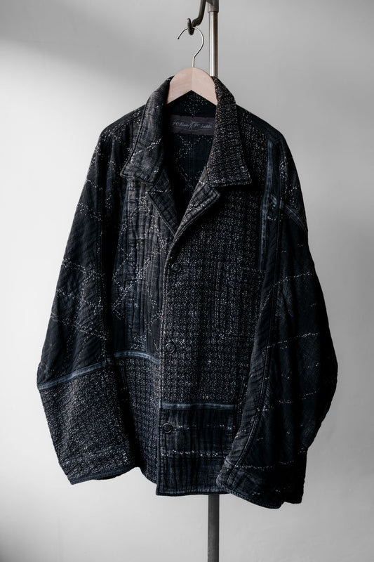 Porter Classic - Kogin Jacket - BLACK 刺子繡拼接棉質工作外套