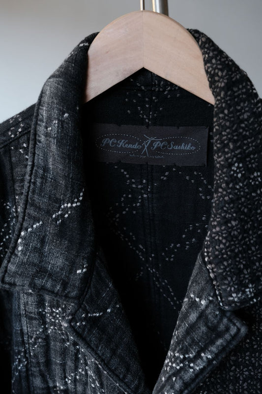 Porter Classic - Kogin Jacket - BLACK 刺子繡拼接棉質工作外套