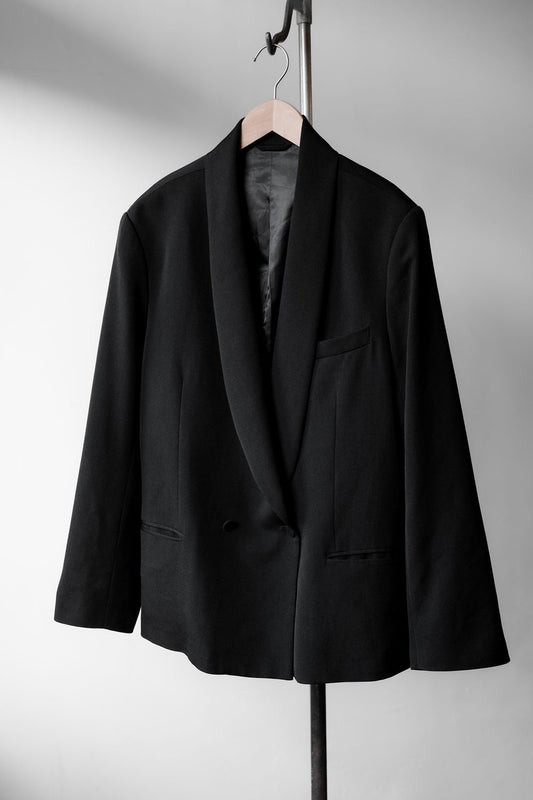 ANOWHEREMAN Black Wool Shawl Collar Blazer 台灣設計師品牌 黑色羊毛絲瓜領西裝外套