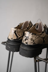 Sillage PG CHAUSSURE de MARCHE Snakeskin Freelock Shoes 日本設計師品牌 蛇皮壓紋旋鈕莫卡辛鞋