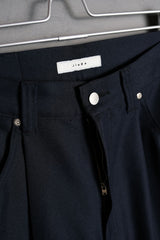 JieDa Wide One Tuck Straight Pants Navy日本設計師品牌 打褶闊腿寬褲