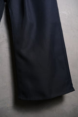 JieDa Wide One Tuck Straight Pants Navy日本設計師品牌 打褶闊腿寬褲