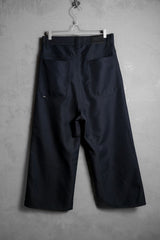 JieDa Wide One Tuck Straight Pants Navy日本設計師品牌 打褶闊腿寬褲