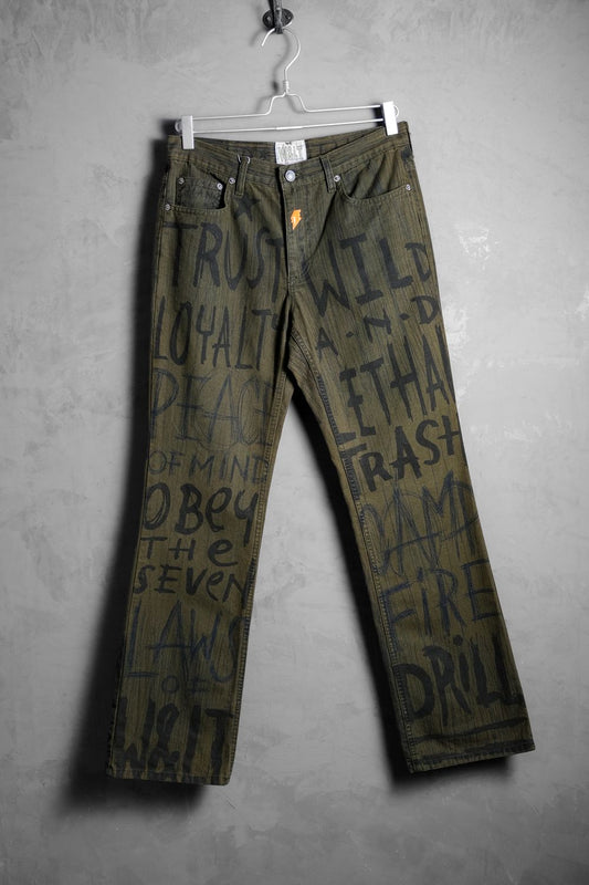 W.&L.T. 1998S/S Painted Bootcut Jeans 比利時設計師品牌 塗鴉印花靴型牛仔褲