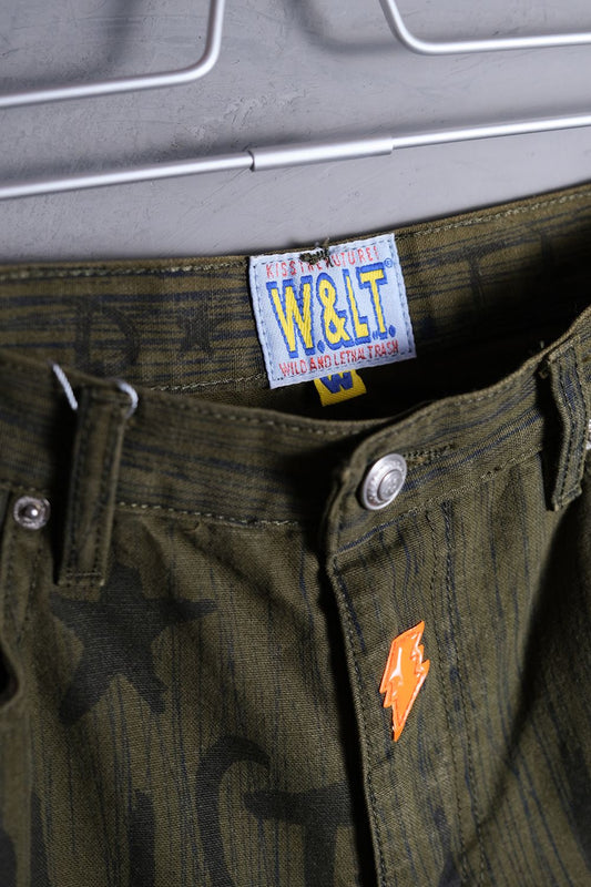 W.&L.T. 1998S/S Painted Bootcut Jeans 比利時設計師品牌 塗鴉印花靴型牛仔褲