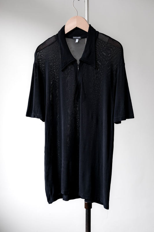 Giorgio Armani 90's Vintage Mesh Zip Shirt Italian-made mesh half-zip shirt