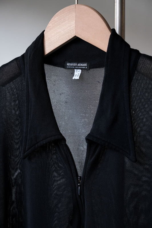 Giorgio Armani 90's Vintage Mesh Zip Shirt Italian-made mesh half-zip shirt