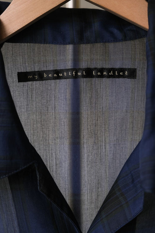 my beautiful landlet Organdy Check SS Shirt Japanese designer brand patchwork check oversized shirt