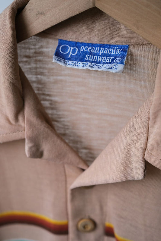 70's Ocean Pacific Sunwear Vintage Polo Shirt 古著人造纖維彈性透膚Polo衫