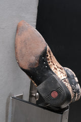 Black Leather &Python-Embossed Cowboy Boots黑色牛皮拼蟒紋壓紋牛仔靴