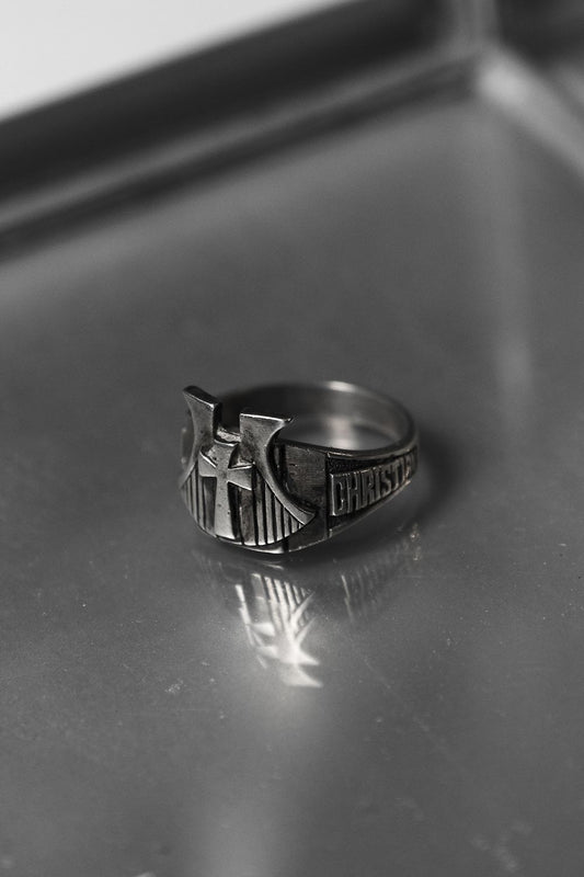 925 Sterling Christian Cross Shield Ring with Number 151 十字架盾牌戒 刻印Christian/151