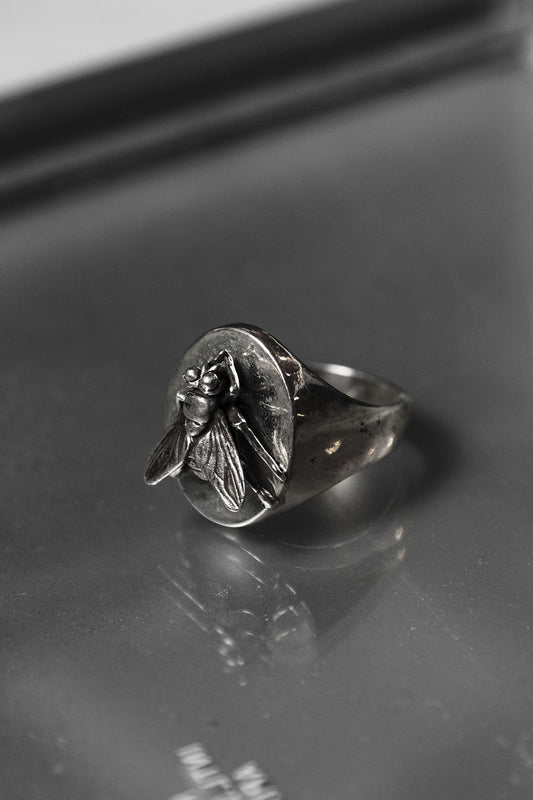 Silver Fly Insect Signet Ring 立體蒼蠅造型印章戒