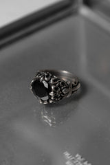 925 Sterling Gothic Silver Black Stone Ring 巴洛克風黑石戒指