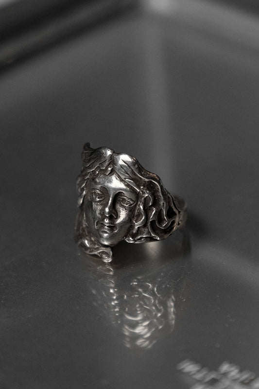 925 Sterling Art Nouveau Woman Face Ring 新藝術風格 臉雕戒指