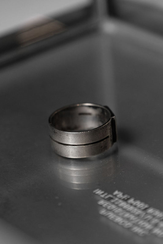 925 Sterling Double Engraved Geometric Ring 幾何方形雙刻印 印章寬版戒