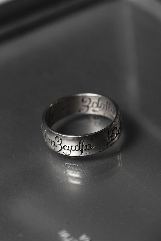 925 Sterling Engraved Script Band Ring 花體字雕刻寬版戒