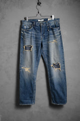 FDMTL Slim Fit Straight Selvedge Denim Jeans 日本復古設計師品牌 破壞補丁直筒布邊丹寧褲