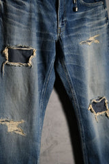 FDMTL Slim Fit Straight Selvedge Denim Jeans 日本復古設計師品牌 破壞補丁直筒布邊丹寧褲