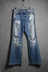 EMO stance club Destroyed Flared Jeans 韓國街頭品牌 破壞牛仔喇叭褲