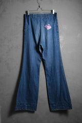1970’s Unknown Vintage Denim Embroidered Flared Jeans Lightning Zipper 70年代嬉皮刺繡丹寧喇叭褲