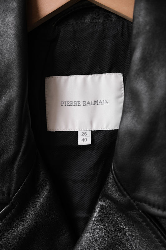 PIERRE BALMAIN Leather Biker Vest 法國 皮爾帕門 皮革騎士背心 羅馬尼亞製