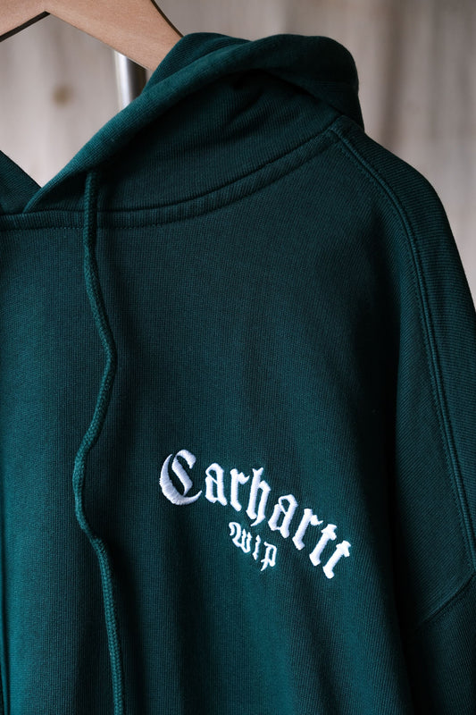 Carhartt WIP Hooded Onyx Script Sweat Green 卡哈特歐線 印花帽T