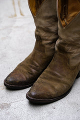 DOUBLE RL Suede Leather Cowboy Western Boots Made in USA 美國製 麂皮拼接雕花牛仔西部靴