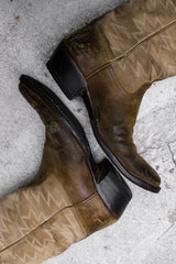 DOUBLE RL Suede Leather Cowboy Western Boots Made in USA 美國製 麂皮拼接雕花牛仔西部靴