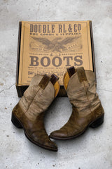 DOUBLE RL Suede Leather Cowboy Western Boots Made in USA 美國製 麂皮拼接雕花牛仔西部靴