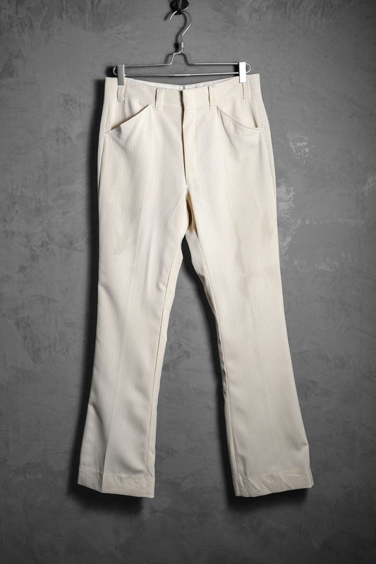 1970’s Spring Set Vintage Stretch Fabric Striped Bootcut Pants Talon Zipper 古著米黃條紋靴型褲