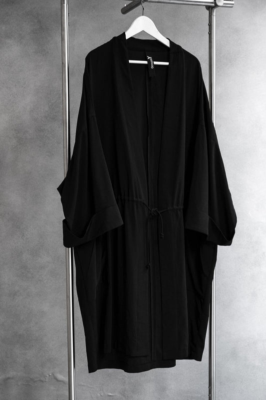 GROUND Y Yohji Yamamoto Hanten Coat山本耀司支線 三醋酸抽繩罩袍大衣