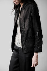 1940's "Le Mont St Michel" French Vintage Black Moleskin Boro Jacket French workwear vintage black moleskin ragged work jacket