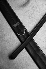 SAINT LAURENT Black Leather Tie 聖羅蘭 真皮窄版領帶