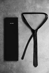 SAINT LAURENT Black Leather Tie 聖羅蘭 真皮窄版領帶