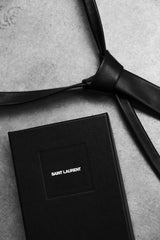 SAINT LAURENT Black Leather Tie 聖羅蘭 真皮窄版領帶