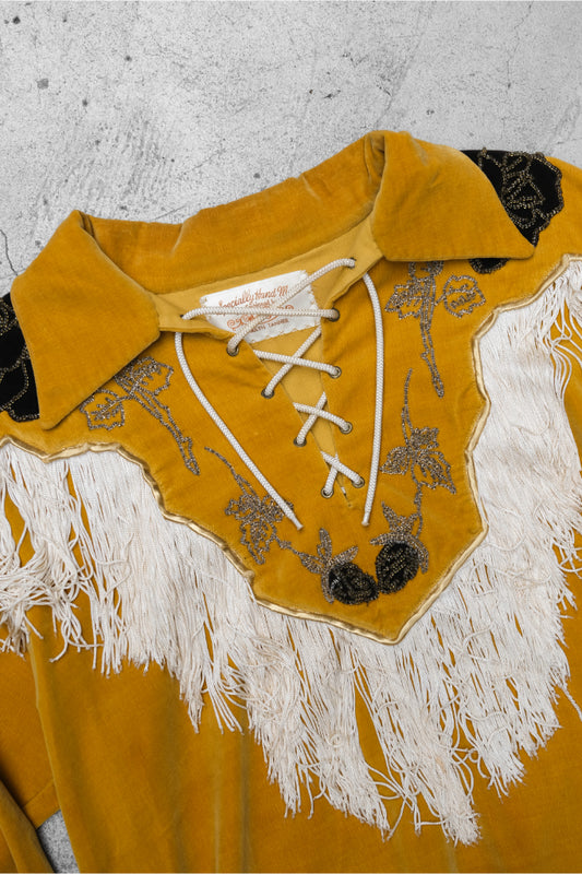 Marilyn Tanner Vintage Velvet Embroidered Tassel Western Pullover 天鵝絨流蘇刺繡西部綁帶套頭衫