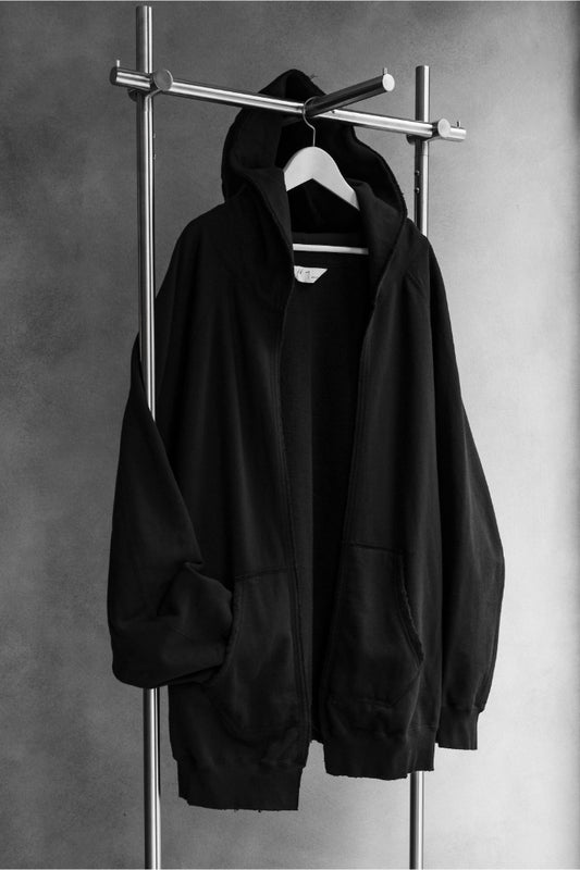 ANCELLM Over Sweat Coat Hoodie 日本設計師品牌 無拉鏈寬鬆作舊連帽外套