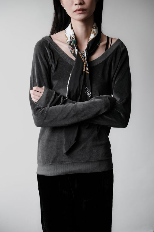 Maison Margiela MM6 Velvet Wide Neck Sweatshirt