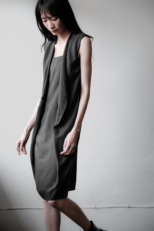 Maison Martin Margiela 14A/W Sleeveless Dress Maison Martin Margiela women's line dark green sleeveless vest dress