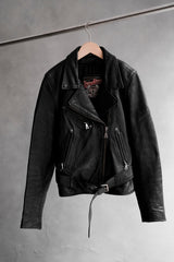 Vintage Flying Bikes Oakwood Belted Leather Biker Jacket 古著真皮腰帶騎士皮衣夾克