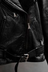 Vintage Flying Bikes Oakwood Belted Leather Biker Jacket 古著真皮腰帶騎士皮衣夾克