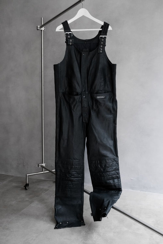 Vintage Hein Gericke Leather Motorcycle Bib Overalls 古著真皮摩托車騎士吊帶褲
